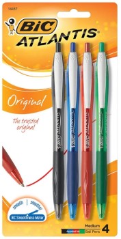 BIC-Atlantis-Retractable-Ballpoint-Pens-Assorted-4-Pack on sale