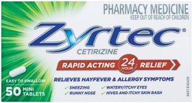 Zyrtec+Rapid+Acting+24+Hour+Relief+50+Mini+Tablets