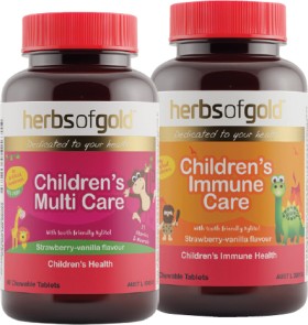 Herbs+of+Gold+Children%26%23039%3Bs+Multi+Care+or+Children%26%23039%3Bs+Immune+Care+60+Chewable+Tablets