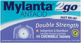 Mylanta-2Go-Antacid-Double-Strength-Lemon-Mint-Flavour-48-Chewable-Tablets on sale