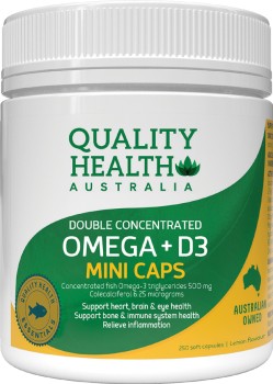 Quality-Health-Double-Concentrated-Omega-D3-Mini-250-Capsules on sale