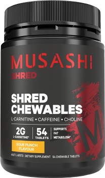 Musashi-Shred-Sour-Punch-Flavour-Chewable-54-Tablets on sale