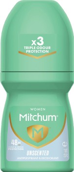 Mitchum-Women-Unscented-Antiperspirant-Roll-On-50mL on sale