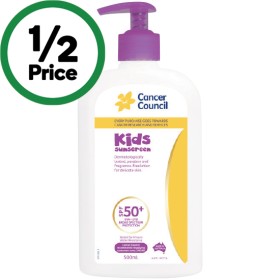 Cancer-Council-SPF-50-Kids-Sunscreen-500ml on sale