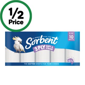 Sorbent-Toilet-Paper-3-Ply-Pk-10 on sale