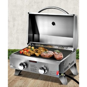 Grillz+Portable+Gas+BBQ+Grill+2+Burners+with+2+Plates