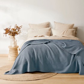 Sebastian-Waffle-Blanket-Slate-Blue on sale