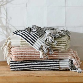 Ama+Stripe+Towel+-+Olive+Green