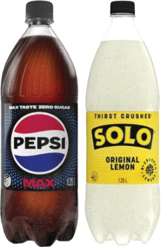 Pepsi-or-Solo-Soft-Drink-125-Litre on sale