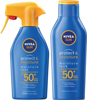 Nivea+Sun+Protect+%26amp%3B+Moisture+Sunscreen+Spray+SPF50%2B+300mL+or+Lotion+400mL