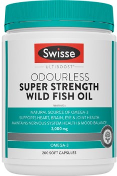 Swisse+Ultiboost+Odourless+Super+Strength+Wild+Fish+Oil+Capsules+200+Pack%5E