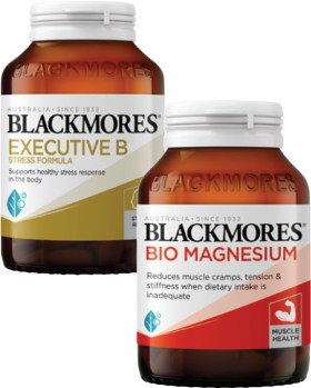 Blackmores-Executive-B-Stress-Formula-Tablets-125-Pack-or-Bio-Magnesium-Tablets-150-Pack on sale
