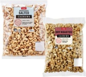 Coles+Dry+Roasted+or+Roasted+%26amp%3B+Salted+Cashews+750g+Pack