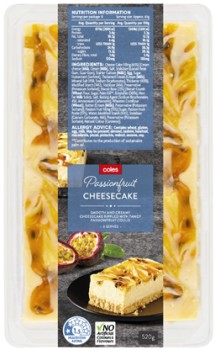 Coles-Passionfruit-Cheesecake-Bar-520g on sale