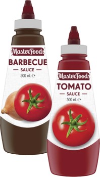 MasterFoods-Squeeze-Tomato-or-Barbecue-Sauce-475mL-500mL on sale