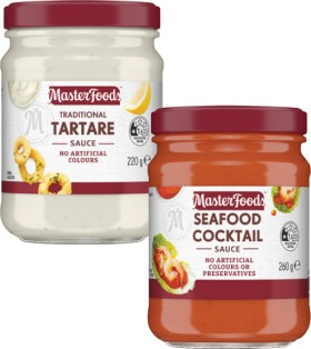 MasterFoods-Tartare-or-Seafood-Sauce-220g-260g on sale