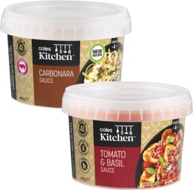 Coles-Kitchen-Pasta-Sauce-480g on sale