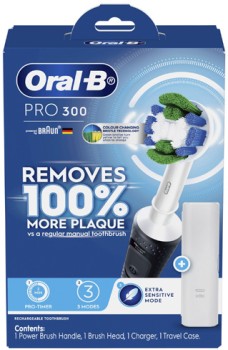 Oral+B+Pro+300+Black+Electric+Toothbrush+1+Pack