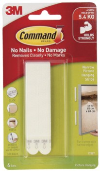 Command-Narrow-Picture-Hanging-Strips-White-4-Pack on sale