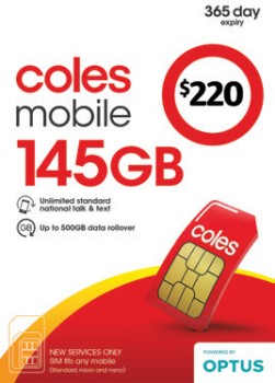 Coles-Mobile-220-Prepaid-SIM on sale