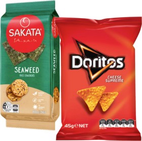Sakata-Rice-Crackers-8090g-Doritos-Corn-Chips-45g-or-Smiths-Crinkle-Cut-Chips-45g-Selected-Varieties on sale