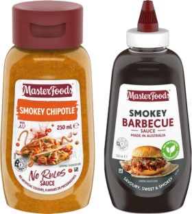 MasterFoods+No+Rules+Sauce+250mL%2C+Barbecue+or+Tomato+Squeezy+Sauce+500mL+Selected+Varieties