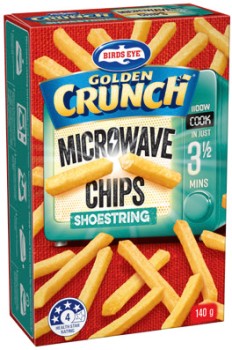 Birds-Eye-Golden-Crunch-Microwave-Chips-140g-Selected-Varieties on sale