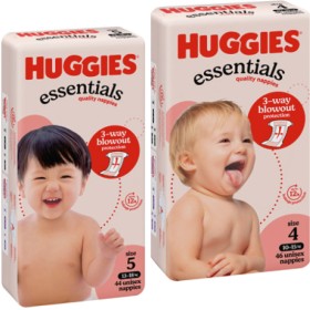 Huggies-Essentials-Nappies-40-54-Pack-Selected-Varieties on sale