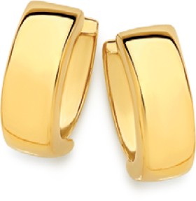 9ct-Gold-10mm-Polished-Huggie-Earrings on sale