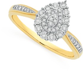 9ct-Two-Tone-Gold-Diamond-Pear-Ring on sale