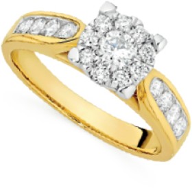 9ct-Gold-Diamond-Cluster-Ring on sale