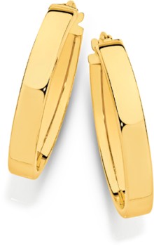 9ct+Gold+Squared+Tube+Oval+Hoop+Earrings