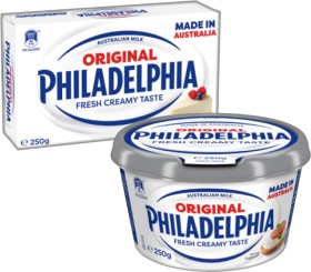 Philadelphia-Fresh-Creamy-Taste-Spreadable-Tub-or-Cream-Cheese-Block-250g-Selected-Varieties on sale