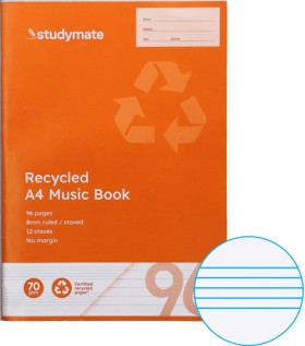 Studymate+A4+96+Page+70gsm+8mm+Ruled%2FStaved+Music+Book%5E