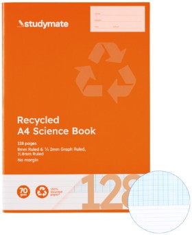Studymate-A4-128-Page-8mm-Ruled-3-Quarter-2mm-Graph-Science-Book on sale