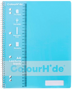 ColourHide-A4-140-Page-Spiral-Lecture-Book-Sky-Blue on sale