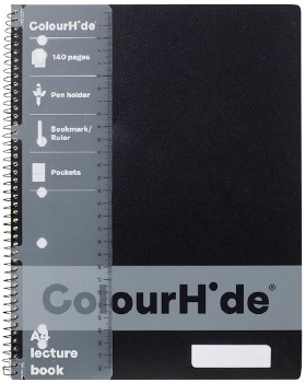 ColourHide+A4+140+Page+Spiral+Lecture+Book+-+Black