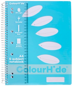 ColourHide-A4-250-page-5-Subject-Notebook-Blue on sale