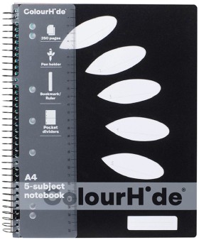 ColourHide+A4+250+page+5+Subject+Notebook+-+Black