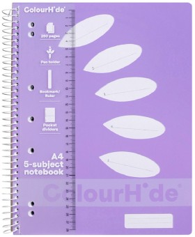 ColourHide+A4+250+page+5+Subject+Notebook+-+Lavender