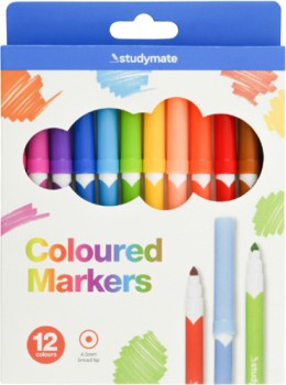 Studymate+Coloured+Markers+12+Pack