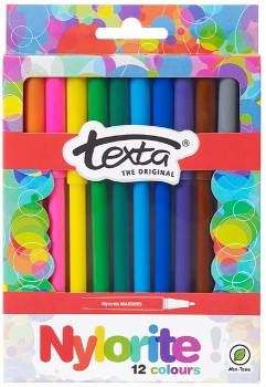 Texta+Nylorite+Coloured+Markers+Assorted+12+Pack