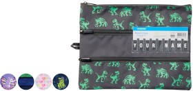 Studymate+Printed+Large+Name+Triple+Zip+Pencil+Case+-+Dino