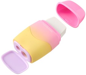 NEW-Studymate-Pastel-Ombre-Sharpener-and-Eraser-PinkYellow on sale