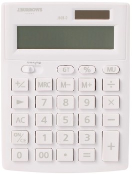 JBurrows-12-Digit-Desktop-Calculator-White on sale