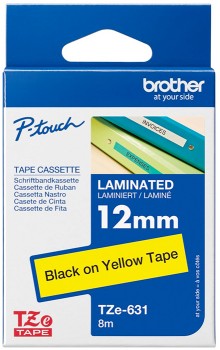 Brother-TZe-631-Laminated-Tape-12mm-x-8m-Black-on-Yellow on sale