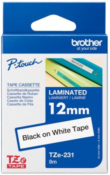 Brother+TZe-231+Laminated+Tape+12mm+x+8m+Black+on+White%2A