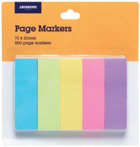 J.Burrows+Page+Markers+23x73mm+Assorted+5+Pack