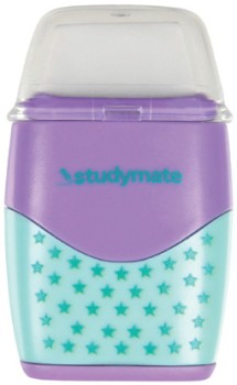 Studymate-2-in-1-SharpenerEraser-Combo-PurpleGreen on sale