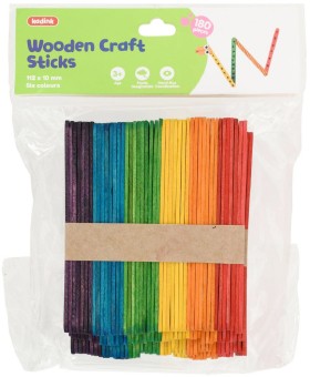Kadink+Wooden+Craft+Sticks+Coloured+180+Pack
